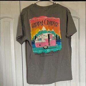 Simply Southern Gray T-Shirt with Pink Camper Graphic